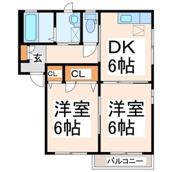 小山 徒歩1分 2階の物件間取画像